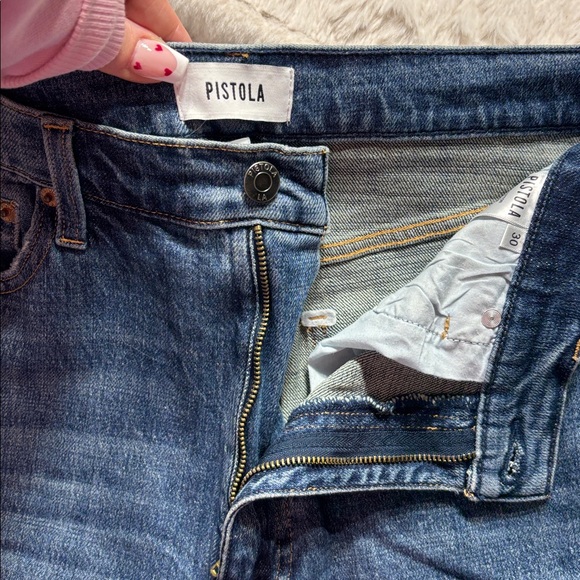 Pistola Colleen High Rise Split Hem Flare Jeans Size 30 Medium Wash LA Denim - Picture 4 of 5